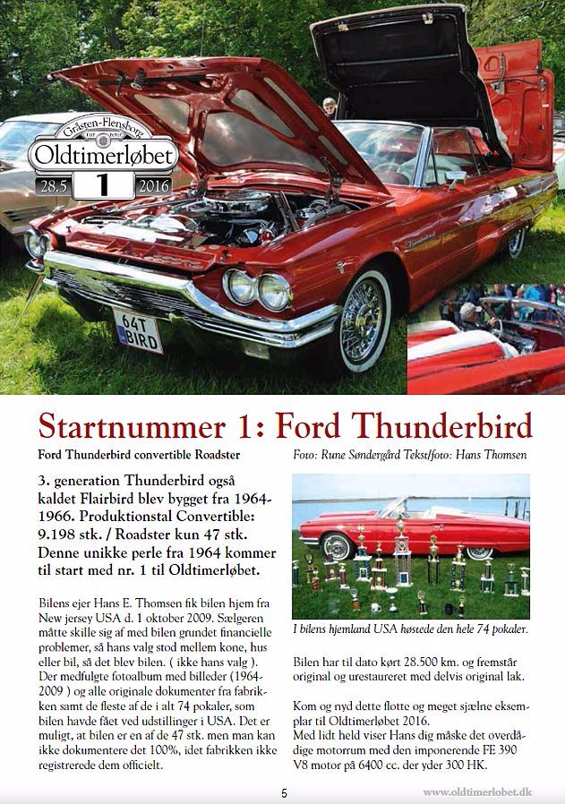 Ford Thunderbird start nr. 1 i Oldtimerløbet 2016